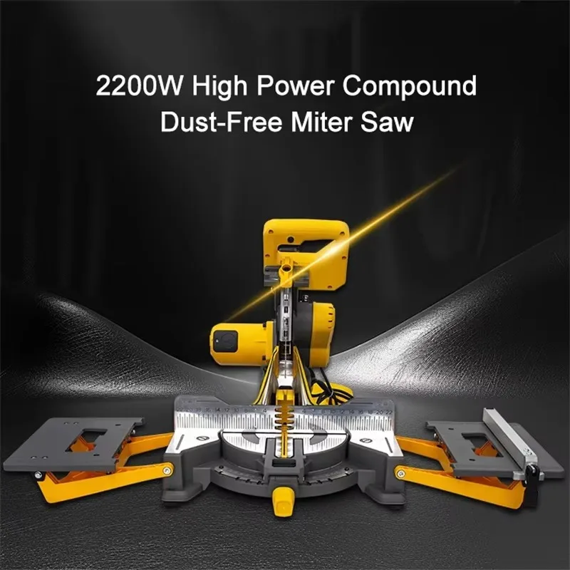 Multifunctional Compound Miter Saw 255mm 10 Inch Dustless For Wood Door Skirting Cutting Sliding Compound Saw With LED Light
