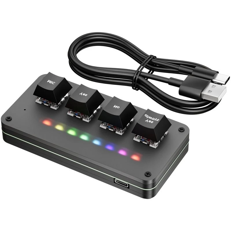 ABRI-4-Key Customize Wired Voice Input Keyboard Macro Knob Copy Paste Shortcut Key Keyboard Vibecoding Keyboard