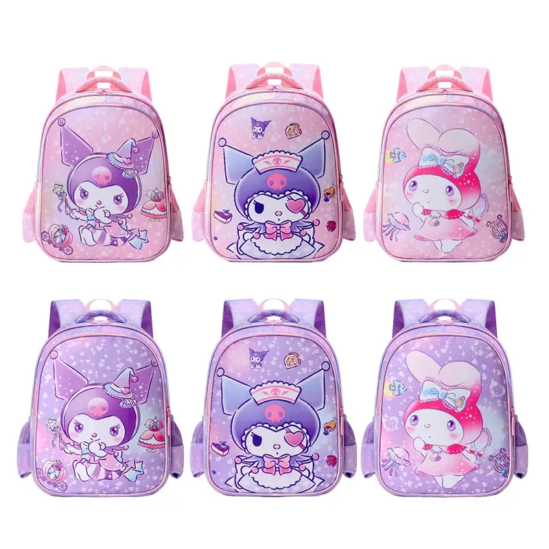 

Sanrioed Anime Kuromi My Melody Cute Children Backpack Pupil Schoolchildren Stationery Schoolbags Cartoon Shoulder Bag Gift