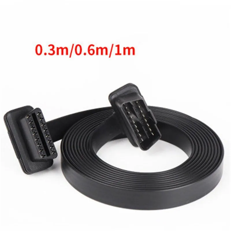 30/60/100CM As Noodle 16 Pin Socket 16Pin Male To Female Car Scanner Extension Cable 16Core Connector