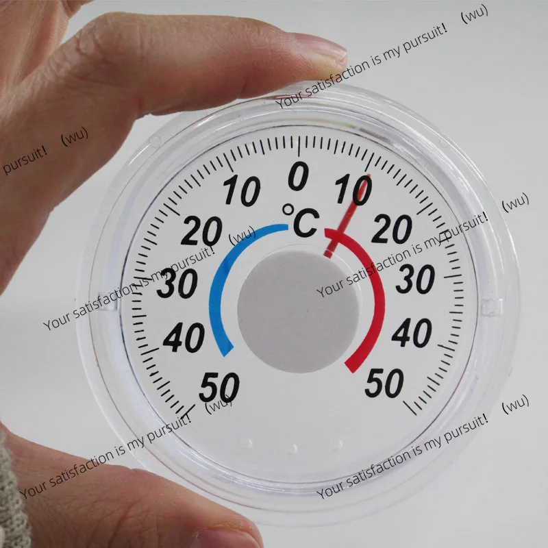 Round plastic thermometer for inner and outer doors with pointer, temperature and humidity measuring tool