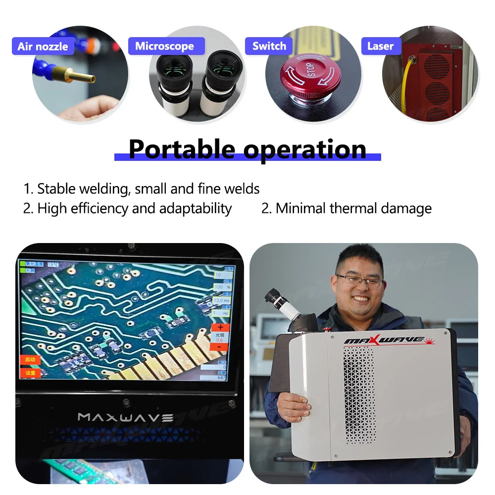 QCW fiber Laser 200W Mini Touch Screen Control Jewelry Spot Welding Machine Micro Laser Soldering Repairing With HD CCD Camera