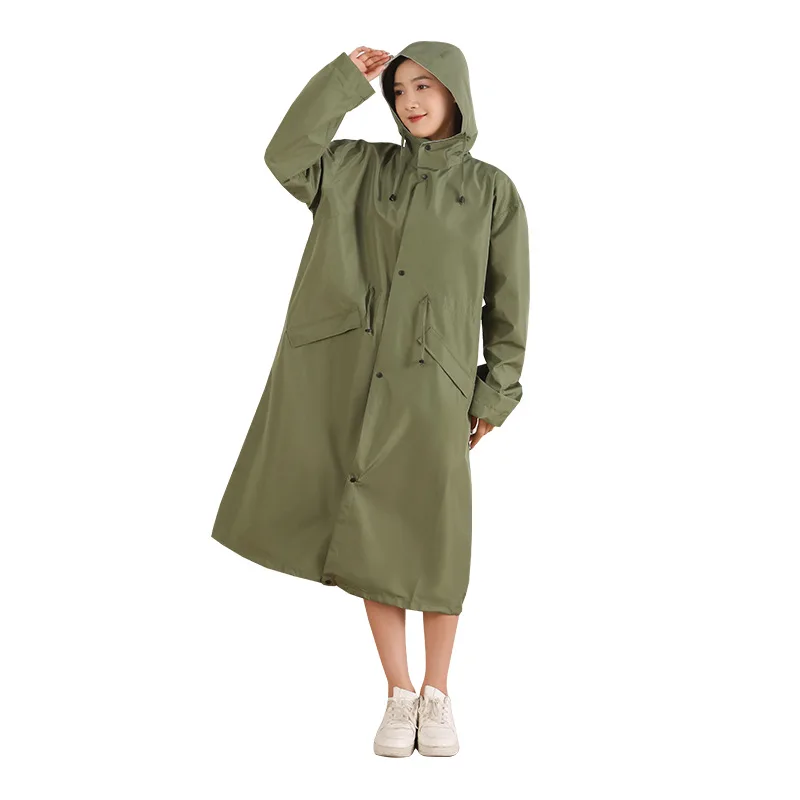 Cross-Border Lightweight Hiking Raincoat, Fashion Trench Coat Design, Chunya Spun Rainstorm Proof Long Jacket for Men and Women