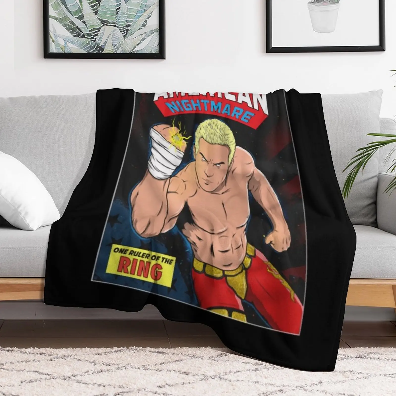 Wresting Wrestler Comic Art Classic Throw Blanket Summer Cool Breathable Blanket for Sleeping
