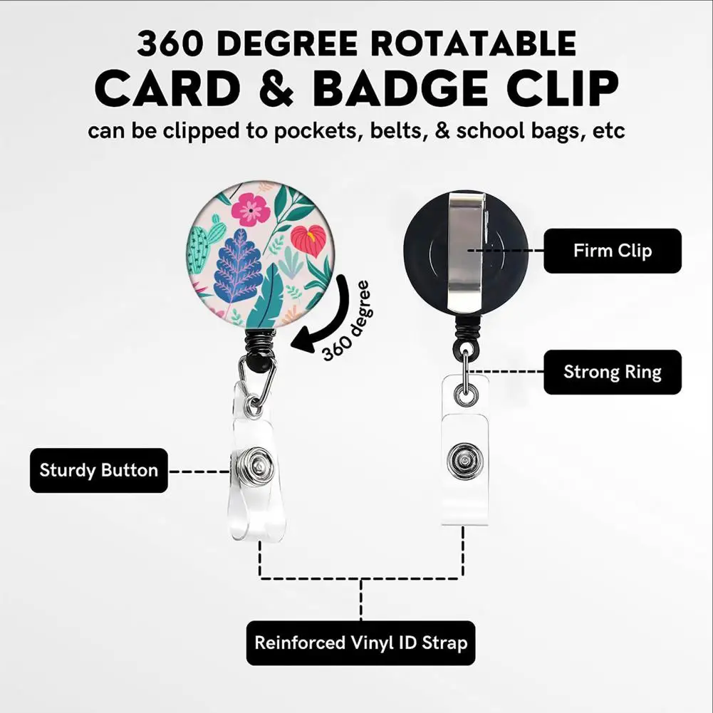 Cute Badge Holder Retractable Reel Clip Badge Holder Ideal for Nurses Teachers Students Badge Holder with Lanyard