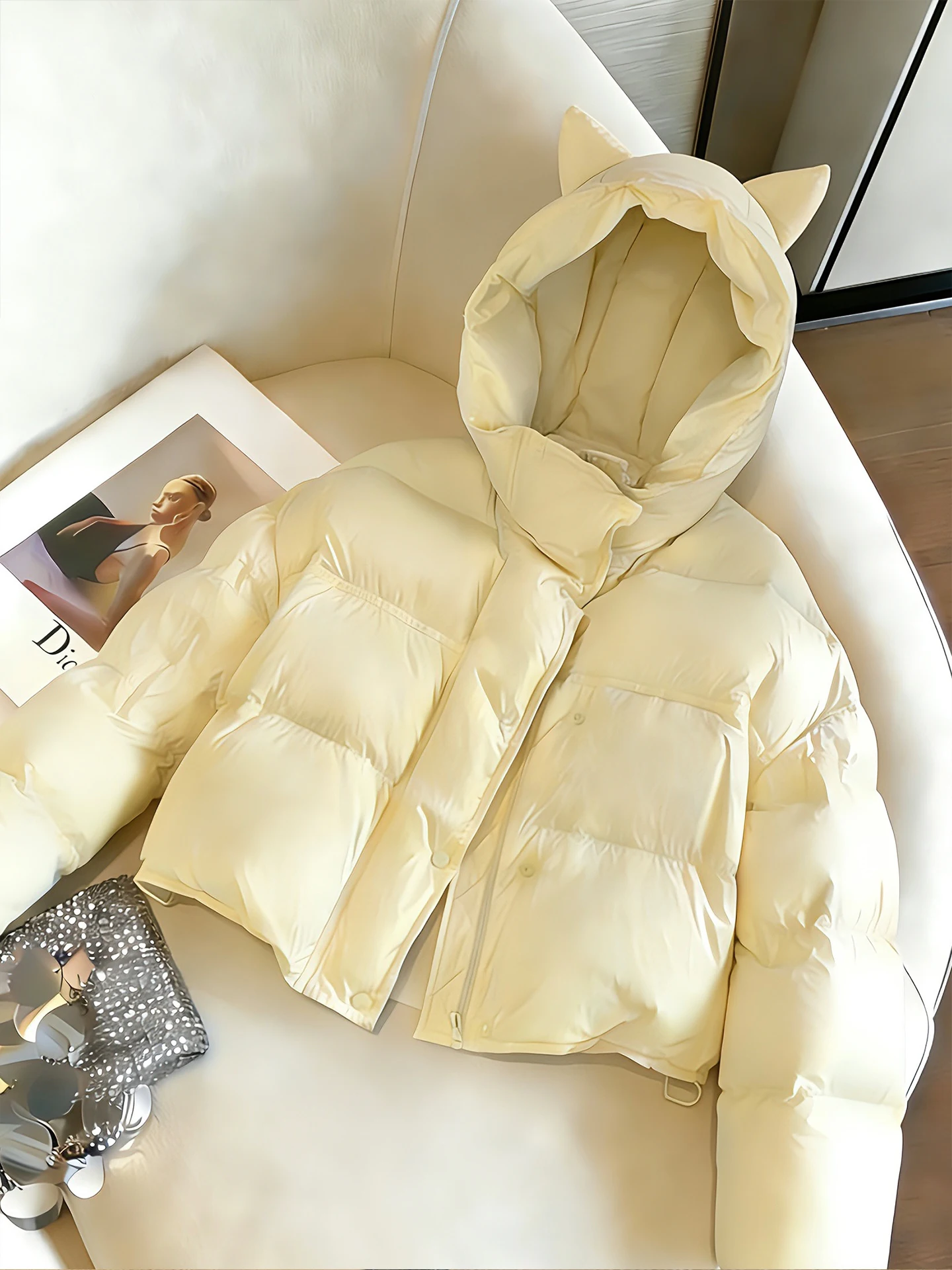 

Warmth Lightweight Cotton Jaet Women's Autumn Winter Faion Loose Slimming Bread Sle Coat Hooded Zipper Closure ort Le...