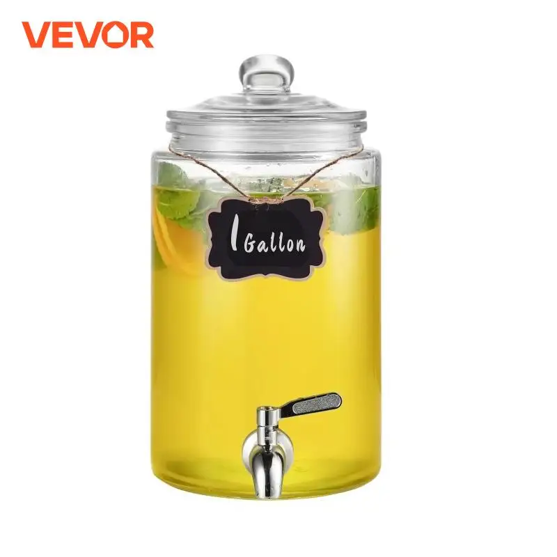 VEVOR Beverage Dispenser Drink Dispensers for Parties Glass Juice Dispenser Stainless Steel Spigot Iced Tea Dispenser