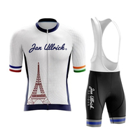 Men's biker jersey set jan ullrich jersey breathable gel padded apron shorts Maillot Ciclismo bike shorts sleeve jersey set