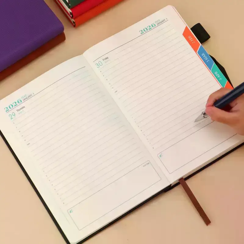 400 Pages 2026 Daily Monthly Planner With Colorful Monthly Mark Hardcover Leather Day Planner Dated
