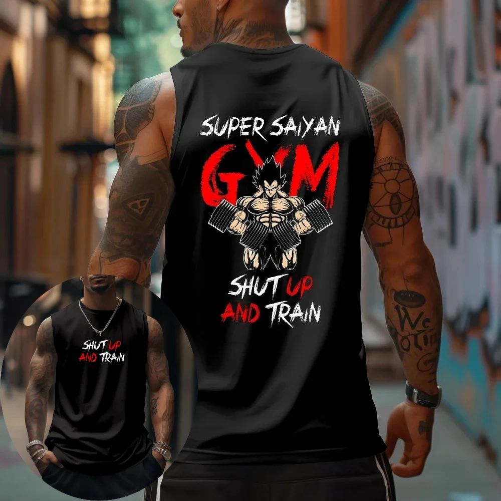 

Мужской жилет Dragon Ball, майка Vegeta, лето, аниме, весна и осень, спорт, фитнес, бег, тренажерный зал, топ без рукавов, тренажерный зал