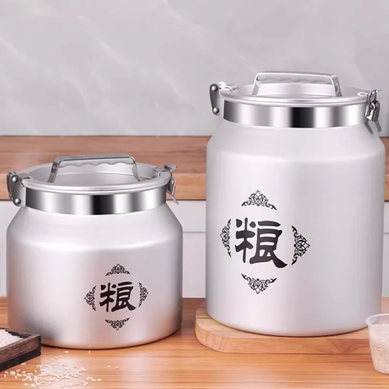 

Rice bucket household, insect-proof and moisture-proof vacuum sealed container, stainless steel