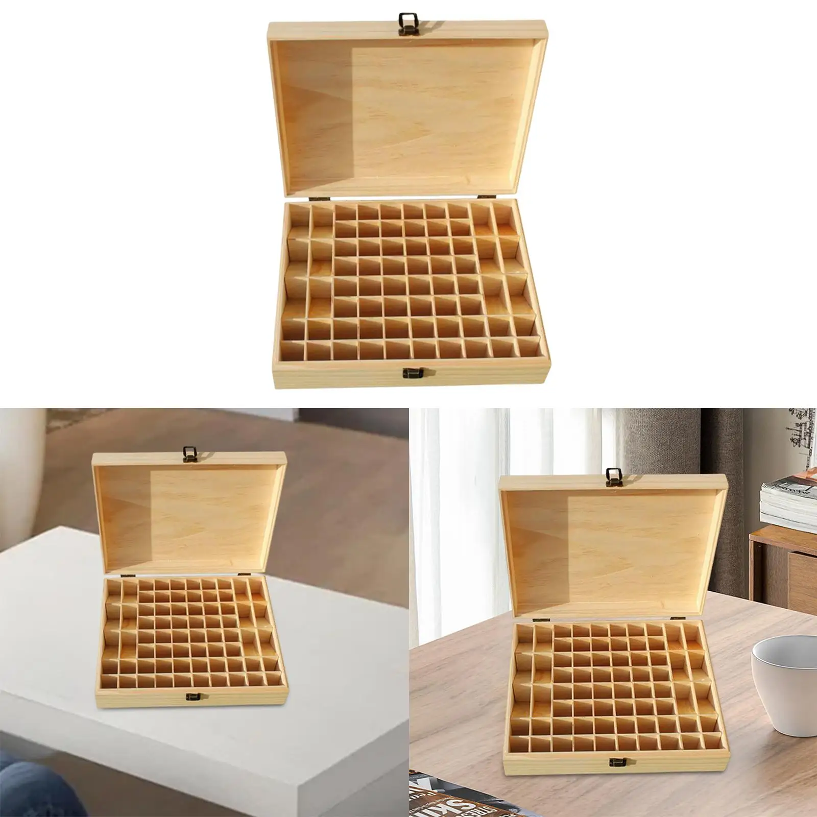 68 Grid Essential Oil Box Storage Box Creative Multi-Grid Solid Wood Cosmetics Jewelry Storage Box Wooden Gift Essential Oil Box