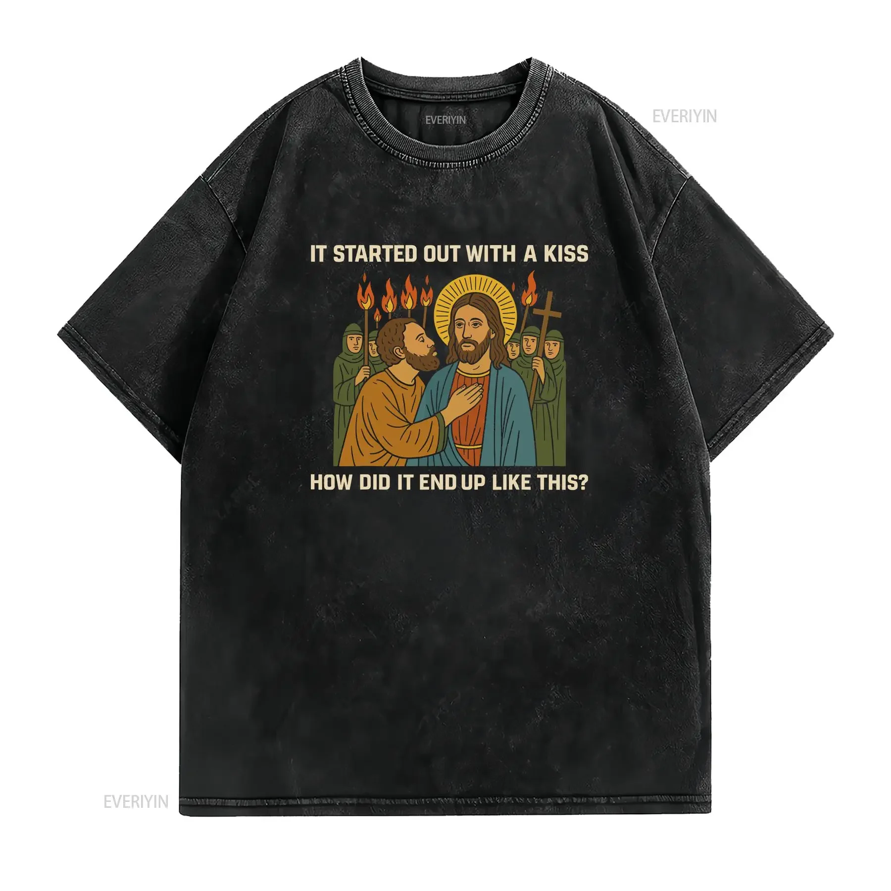 It Started Out With a Kiss How Did End Up Like T Shirt vintage Washed Versatile Casual Comfortable Soft Stylish Breathable