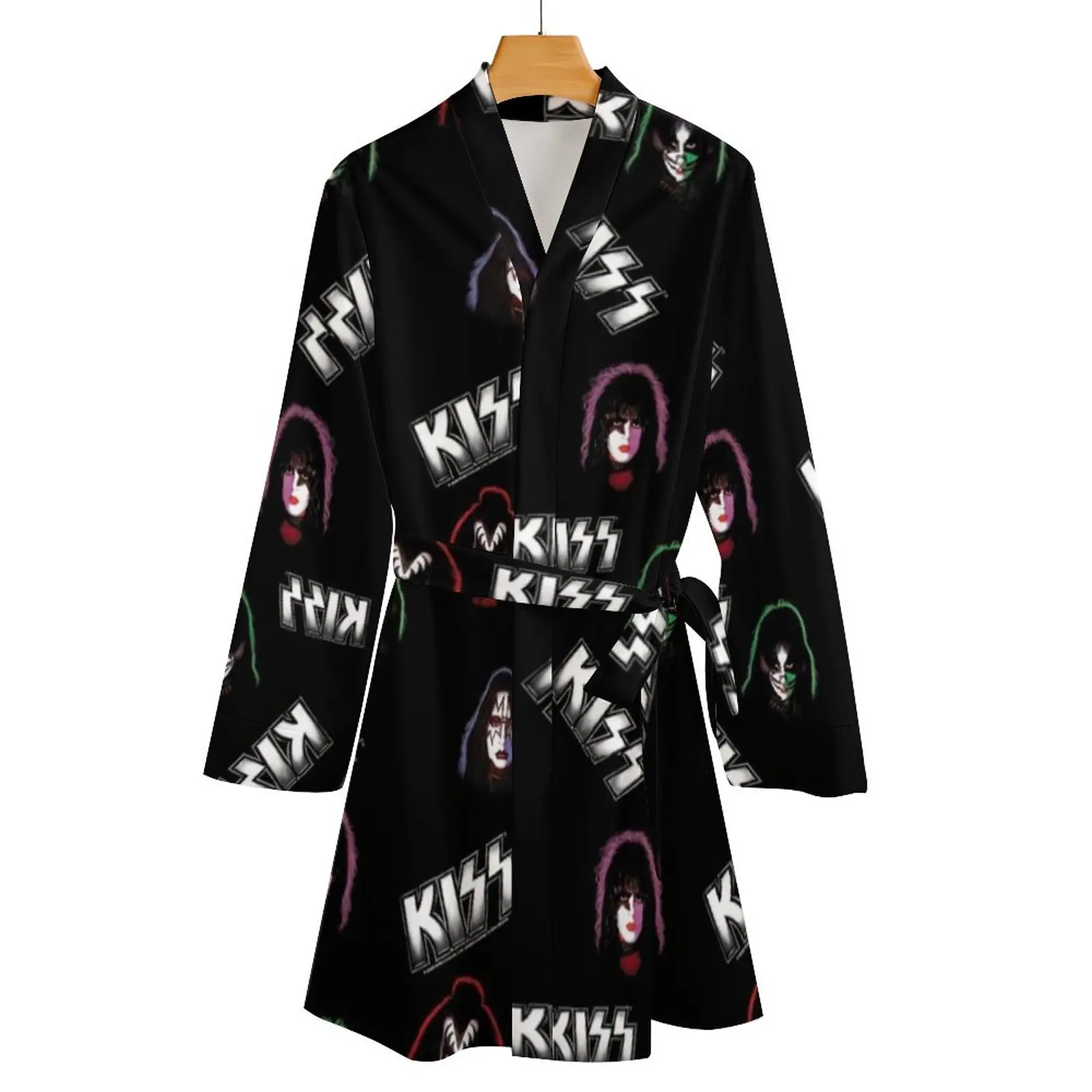 Kiss Band Pajama Robe Rock Long Sleeve Female Dress Leisure New Stretch Patterns Sleepwear