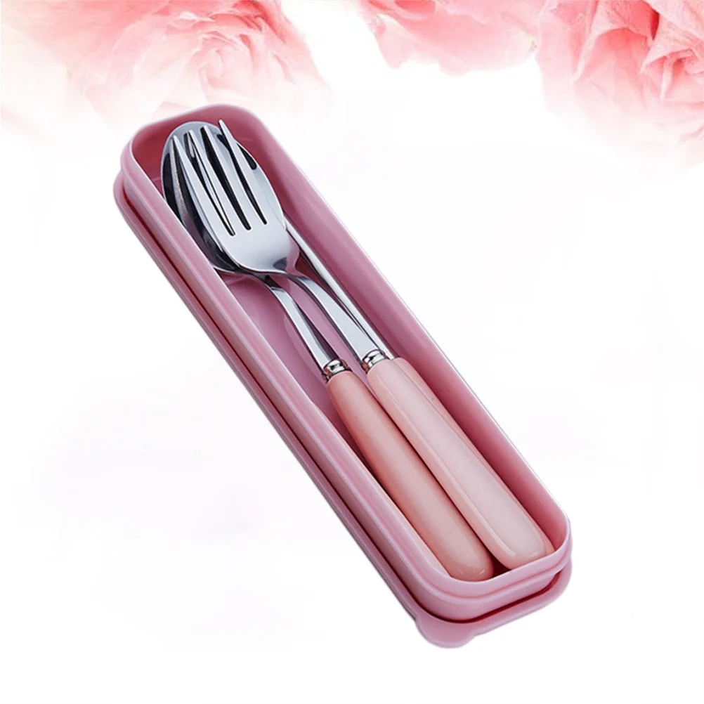 

Stainless Steel Cutlery Set with Ceramic Handle Portable Tableware for Travel Home Camping Pink Stainless Steel Cutlery