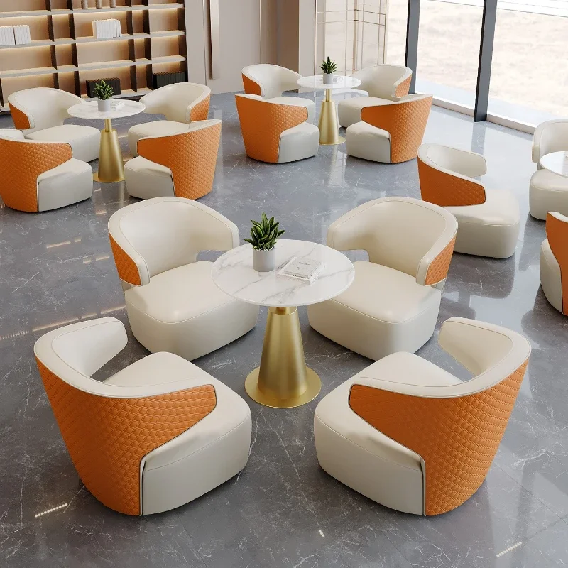 

Modern Reception Room Office Beauty Salon Restaurant Rest Area Meeting Visitors Table and Chair Combination Leisure Chair Sofa