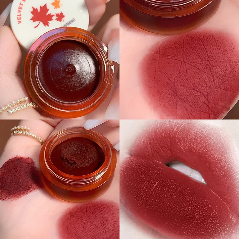 QIBEST Matte Lip Rouge brillo de labios resistente al agua lápiz labial rojo desnudo de larga duración cosmético de belleza para mujeres