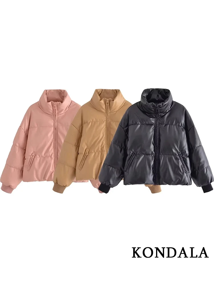 KONDALA Streetwear Y2K Solid Jackets Cool Women Pockets Fashion 2022 Winter Warm Thicken Blazer Female Casual All Match Outwear