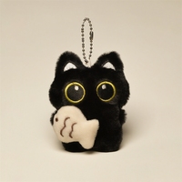 Cute Plush Black Cat Doll Pendant Keychain For Women Creative Charm Fish Cats Car Keyring Young Girls Jewelry Gifts N956