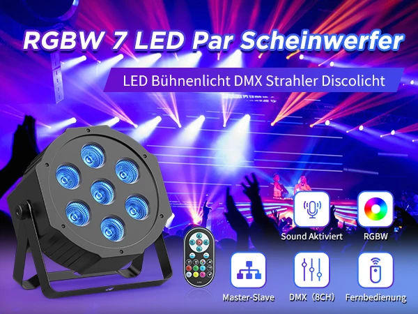 U'King 4PCS Stage Light 7x3W RGBW LED Par Light DMX 7 Channel Light Sound Activated Party Light For Nightclub Party Disco DJ KTV