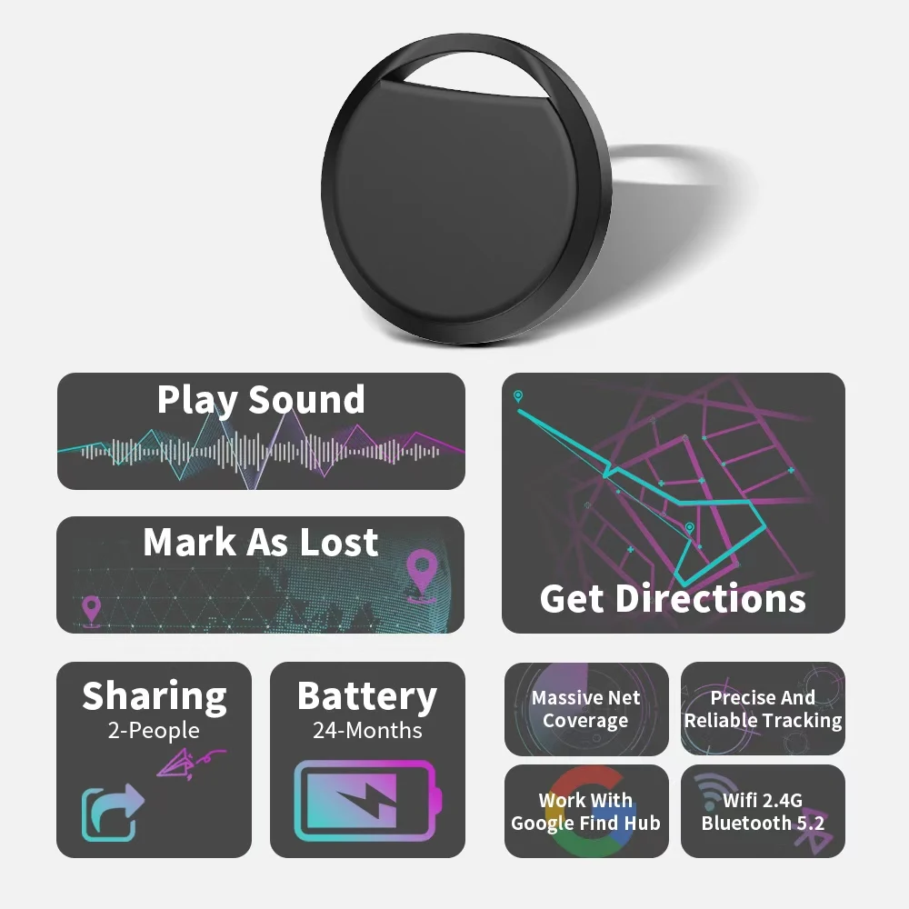 BT Tracker For Android with Silicone Protective Shell Durable Locator Google App Play Sound Finder for Pixel Sumsung Smart Tag