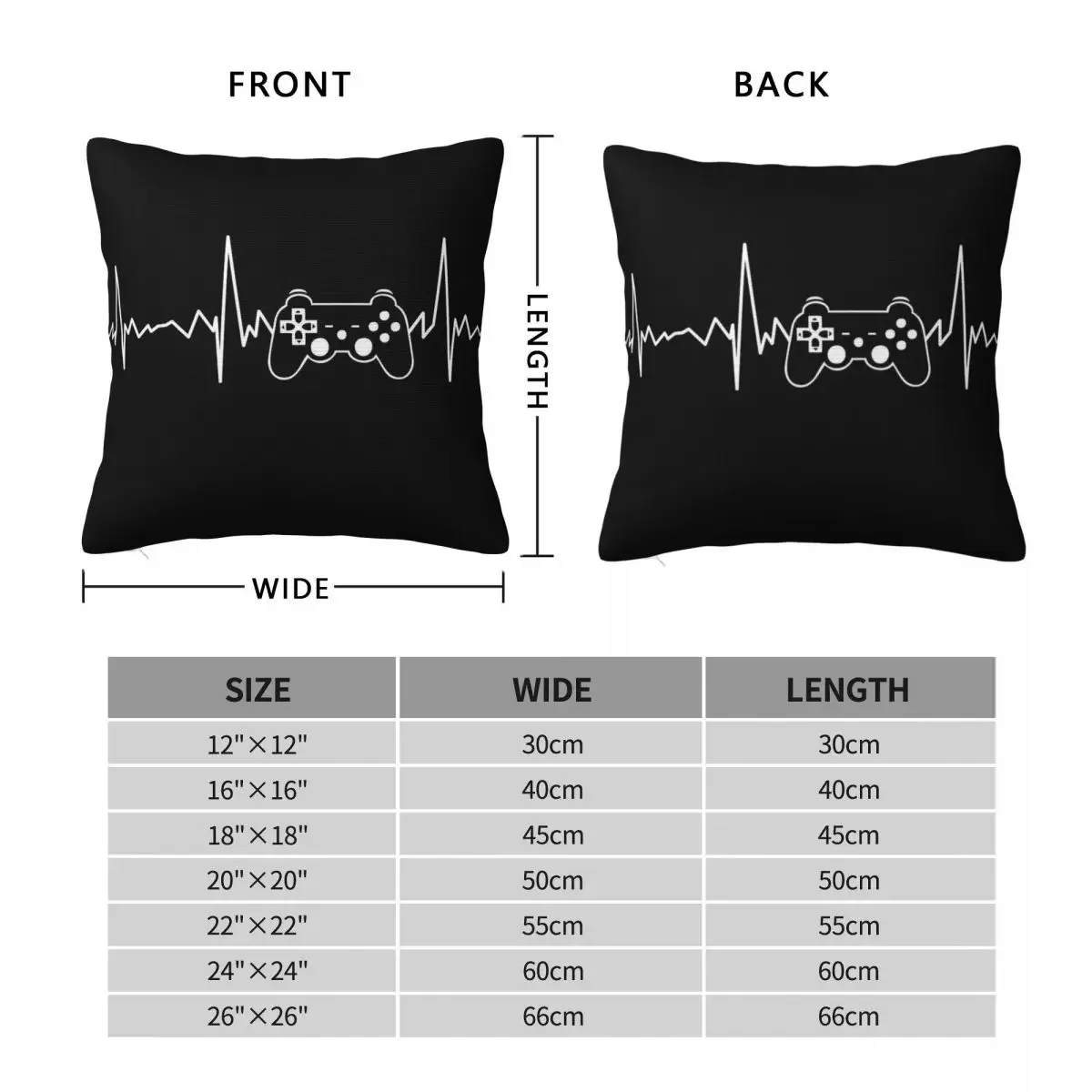 Gamer Heartbeat Esports Game Square Pillowcase Polyester Linen Velvet Pattern Zip Decorative Home Cushion Cover