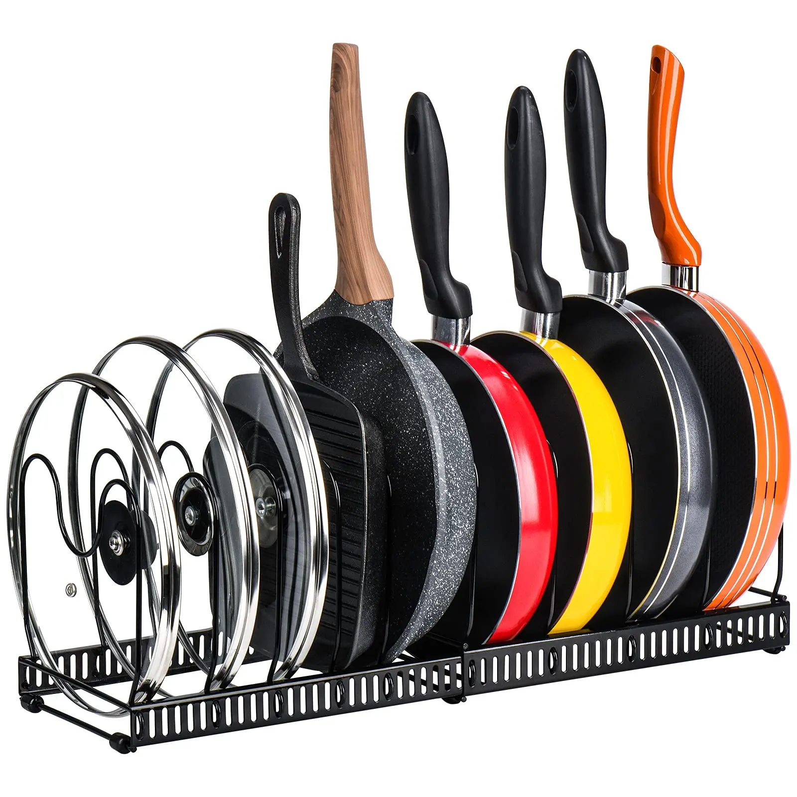 

Pot Lid Holder, Expandable Lid Rack, Kitchen Lid Holder, Drawer with 7 Adjustable Compartments, Pot and Pan Lid Holder, Kitchen