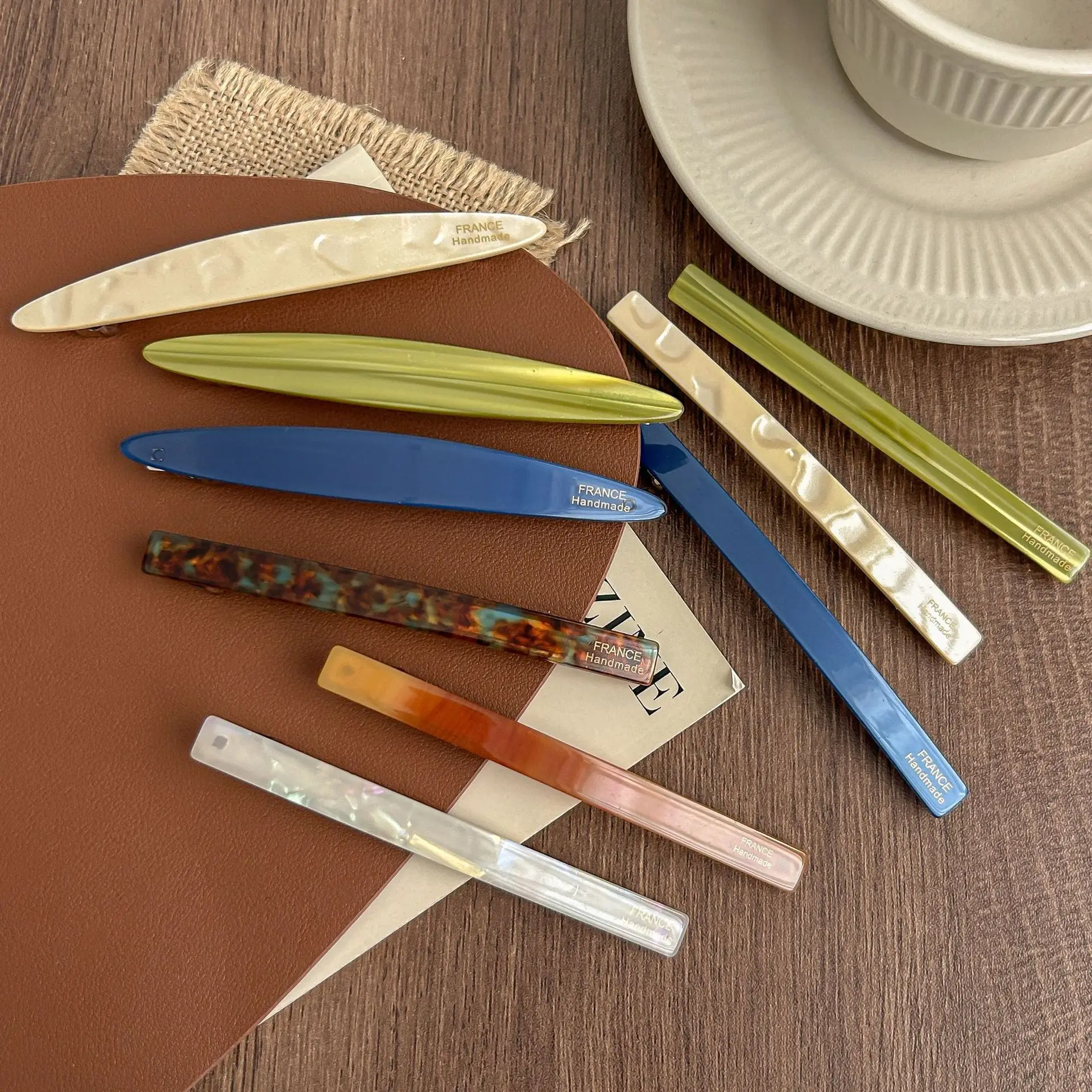 Acetate Duckbill Clip Oval Geometric Bangs Side Hairpins Korean Fashion Colorful Elegant Sweet Women Hair Styling Accessories