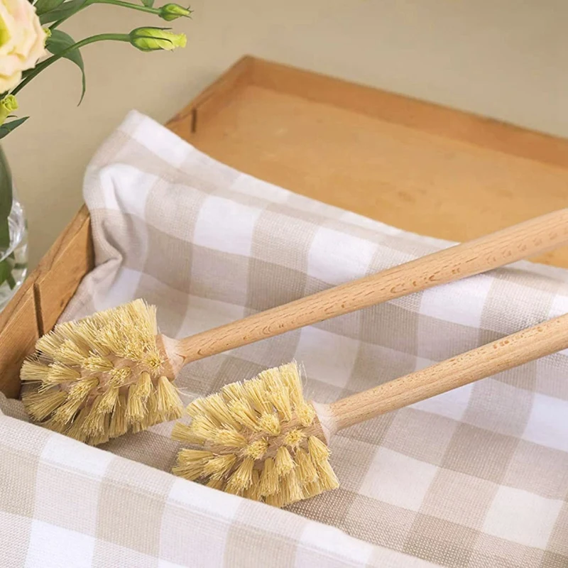 Toilet Brush, 8 Pack Wood Toilet Brush Made Of Beechwood, Strong Jute Bristles With 360° Cleaning Power