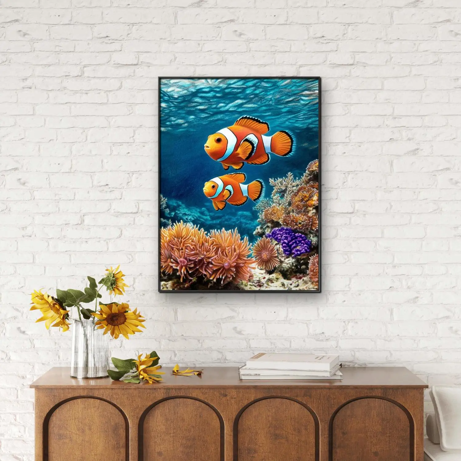 Seabed Animals DIY Diamond Embroidery Clownfish Tropical Landscape Fish Picture 5D Diamond Painting Modern Room Wall Decor