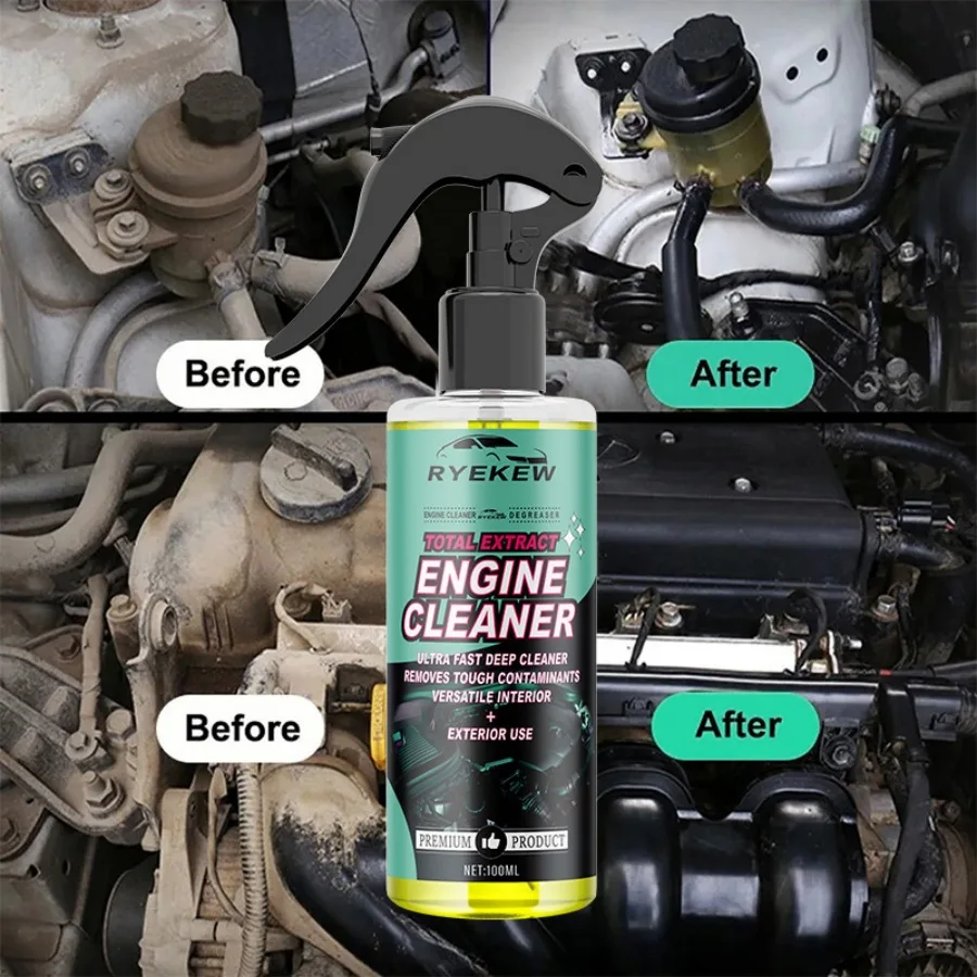 Car Engine Compartment Cleaning Agent, No Water Wash Stain Remover, Deep Oil Dust Cleaning Spray Degreaser Engine Bay Cleaner