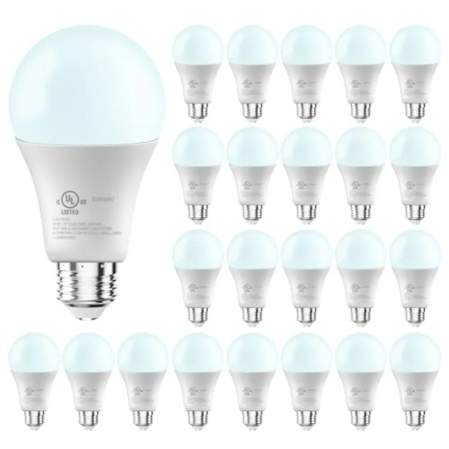 LED Light Bulbs, A19 5000K Daylight Light Bulbs 100 Watt Equivalent, 1500LM Bright White Light Bulbs, E26 Standard Base, Non-Di