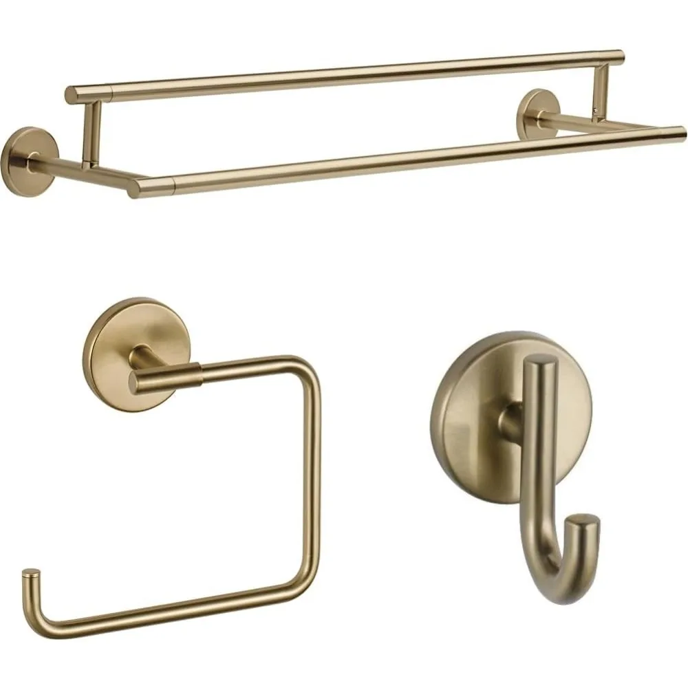 24 Inch Double Towel Bar and 2x6.41x5.69 Inch Towel Ring in Champagne Bronze Finish