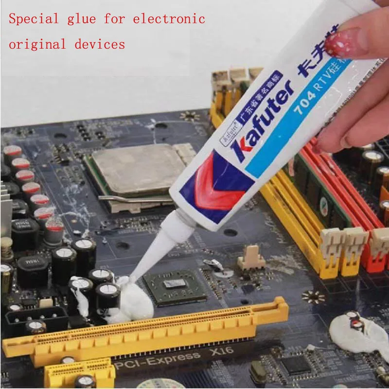 

2Pcs Genuine Kafuter K-704 RTV Silicone Rubber Electronic Glue Sealant Transparent Organosilicon 45g Insulation Sealant