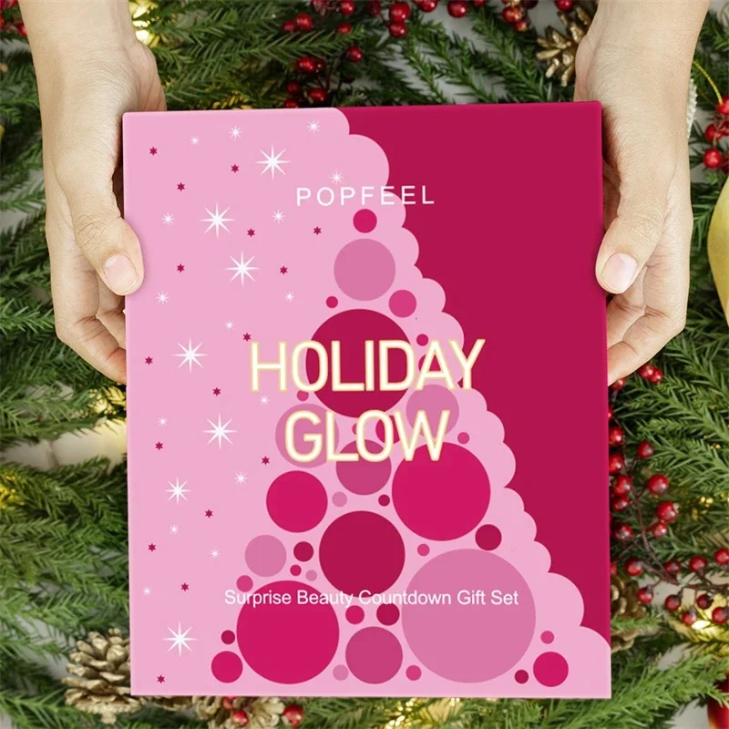 Christmas Countdown Makeup Set Lipstick Eye Shadow Cosmetics 24-Piece Holiday Beauty Advent Calendar Gift Box For Women Girls