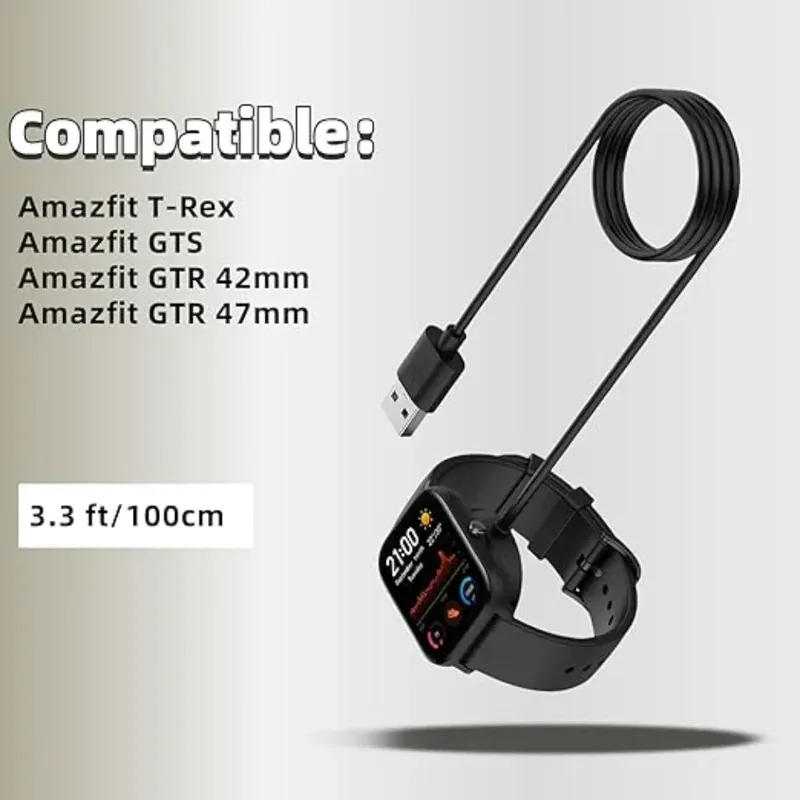 

For huami Amazfit GTS/GTR Charger USB Charger Smart Watch Charger xiaomi Replacement Charger 3.3ft