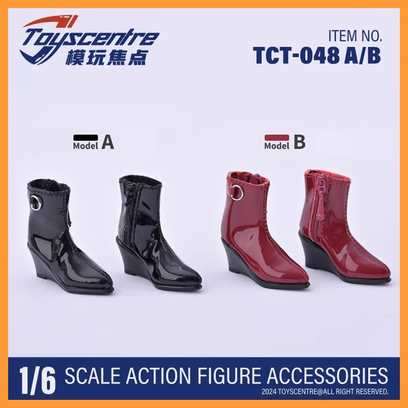 

In Stock TCT-048 1/6 Scale Red Black Patent Leather Pointed Zipper High Heels For Female Soldiers Fit 12inch Action Figure Model