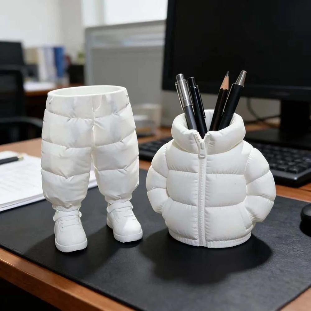 Creative Puffer Jacket Pen Holder PLA Quirky Clothing Shaped Pens Storage Bucket Large Capacity Portable Makeup Brush Holder