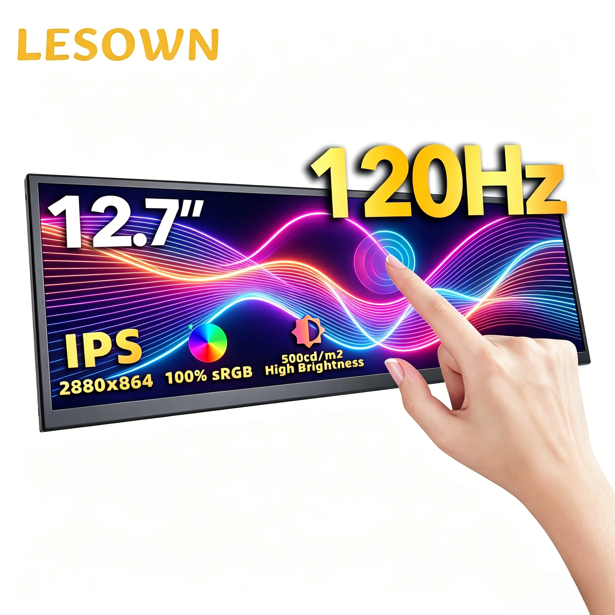 LESOWN 12.7" High-Refresh Stretched Bar Screen 2880x864 120Hz miniHDTV PC Case Sensor Panel for AIDA64 Hardware Stats