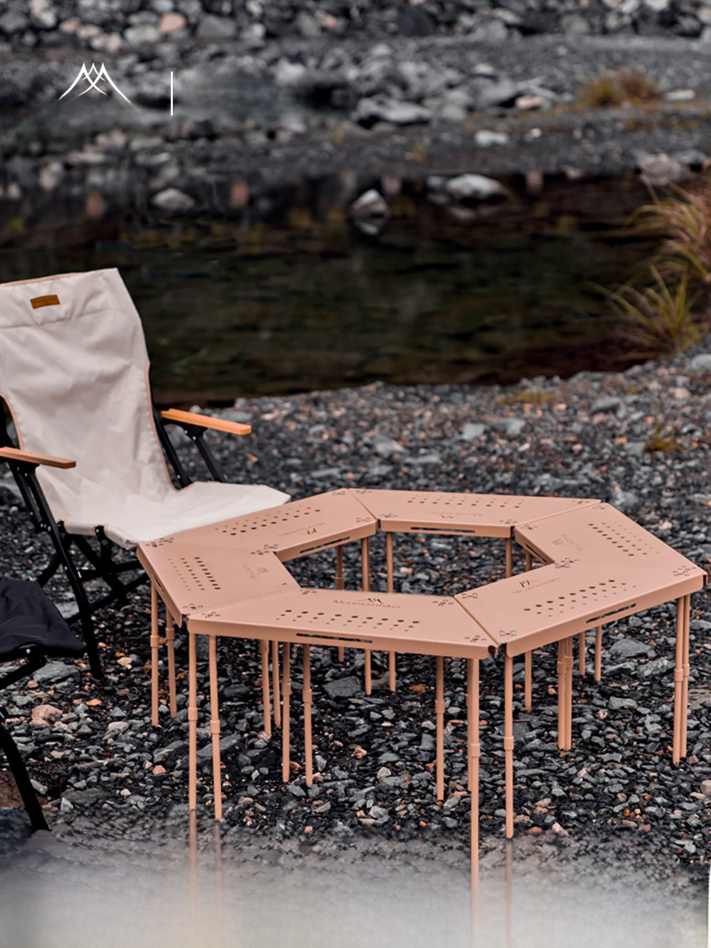 Mesa Hexagonal Táctica para Exteriores, de Aleación de Aluminio, Plegable, para Campismo, con Brasero, Versátil, para Playa, Picnic, Barbacoa