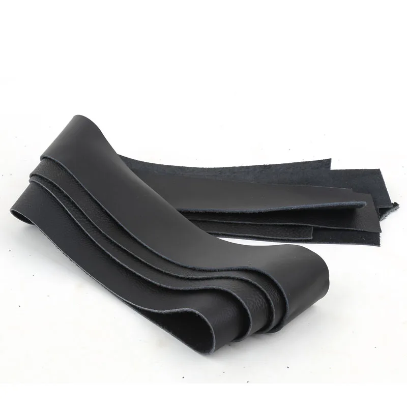 طبقة علوية سوداء من جلد البقر الأصلي بشريط 1.2 مم متفوقا من جلد البقر الرقيق مصنوع يدويًا حقيبة ذاتية الصنع مع إكسسوارات الملابس من الجلد الناعم #5