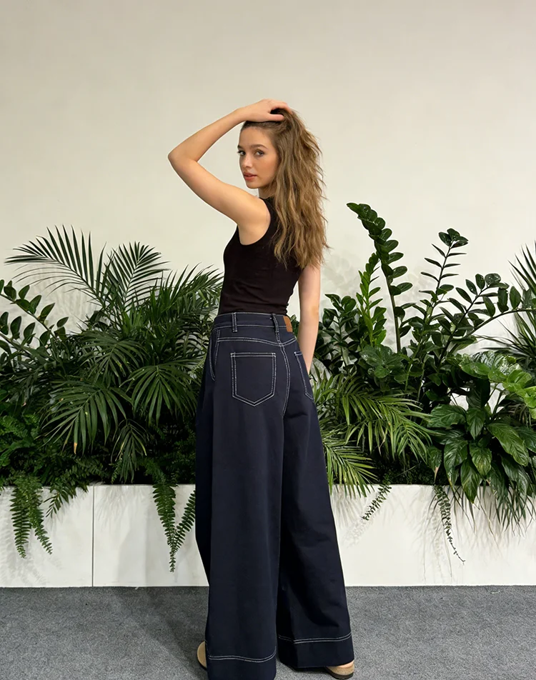 Dżinsy Damskie Y2K Miękkie Wiosna Jesień Elastyczne Luźne Casualowe Delikatne Oddychające Koreański Styl Oversize Szerokie Nogawki Codzienne