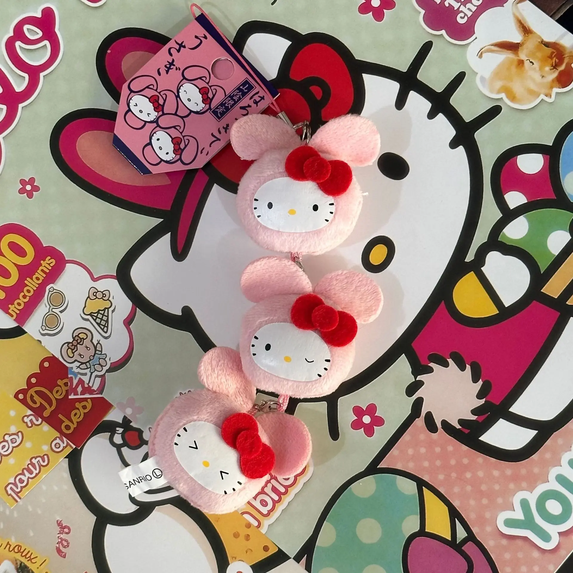 Olá kitty corda pingente mochila caso de telefone decoração anime cabeça de coelho presente do feriado presente de páscoa acessórios femininos