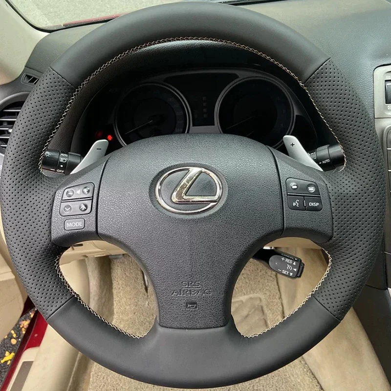 100% Fit For Lexus IS250 IS250C IS300 IS300C IS350 IS350C Auto Parts DIY Hand-stitched Genuine Leather car steering wheel cover