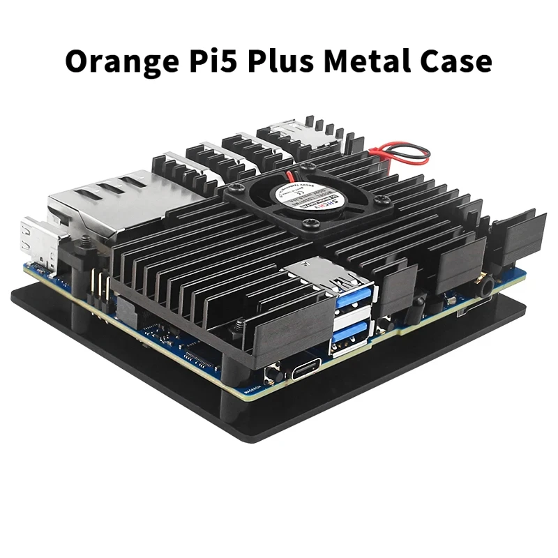

Orange Pi 5 Plus Metal Case Active Passive Cooling Shell with Silicone Heat Sink Fan for OPI5 Plus