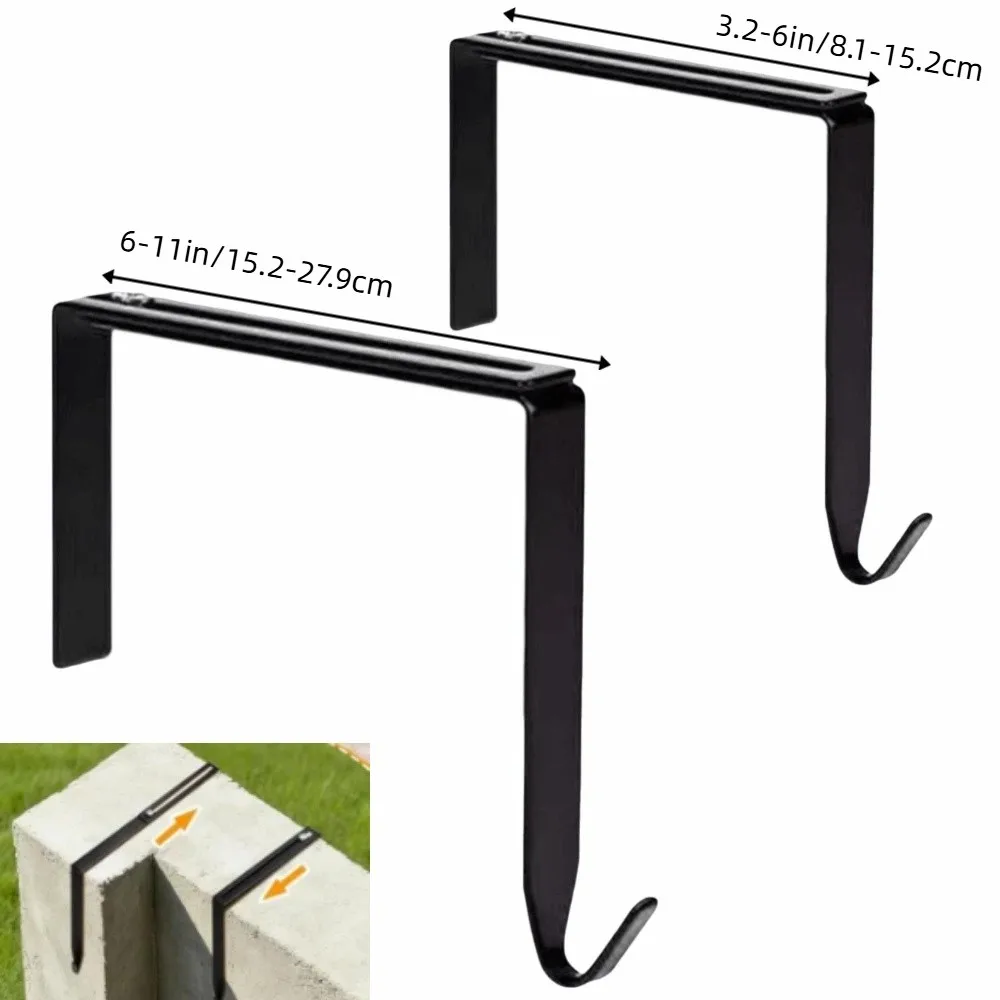 4Pcs Adjustable Block Wall Hangers Metal Black Outdoor Light String Hooks No Drill Rustproof String Light Hangers Cinder Block view 5
