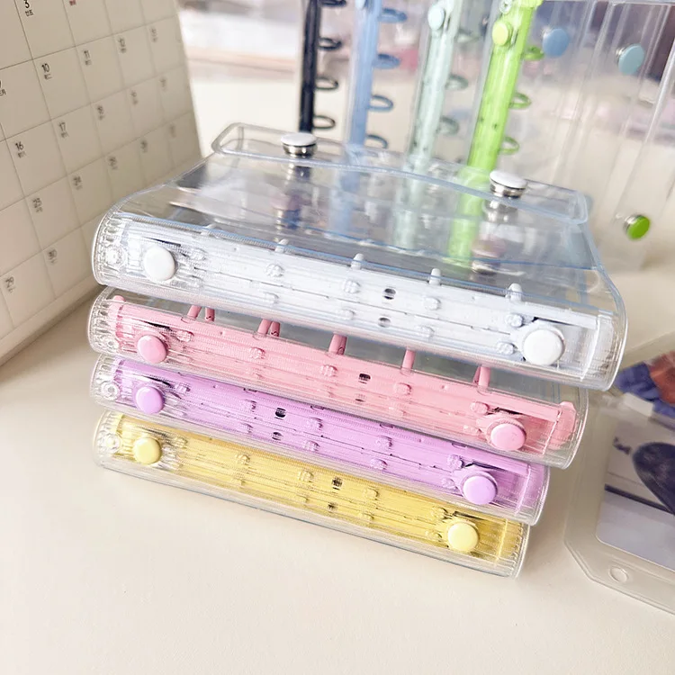 M5 Candy Daisy Color 5Holes Loose Leaf Ledger Cover Transparency PVC Notebook Loose leaf Shell Three Fold Mini Notebook