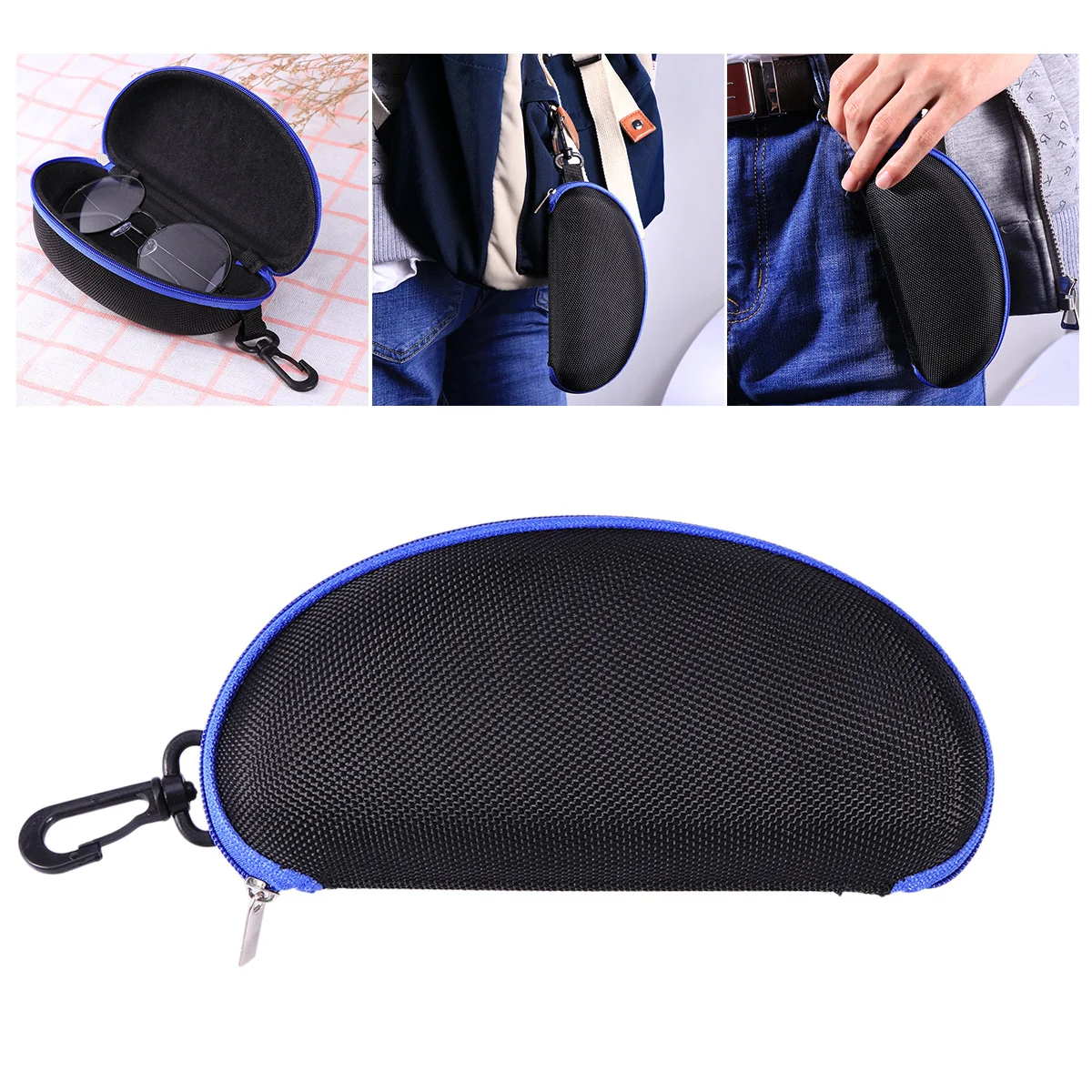 

Colorful Oval Glasses Case Compact Shockproof Scratch-Resistant Eyeglasses Storage Box For Myopia Sunglasses Canvas Carabiner