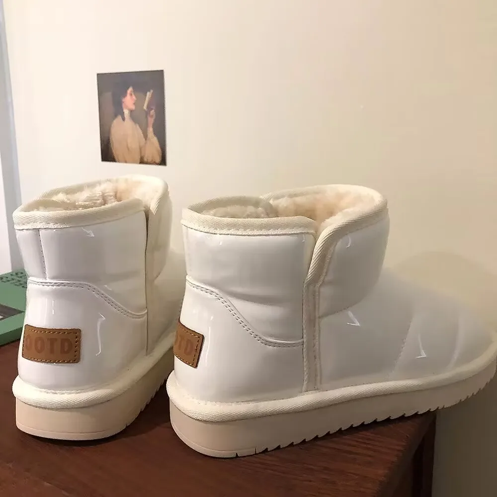 Botas De nieve clásicas De suela gruesa para Mujer, zapatillas De piel De oveja a la moda, Zapatos De lana cálidos sin cordones, Traf, Invierno