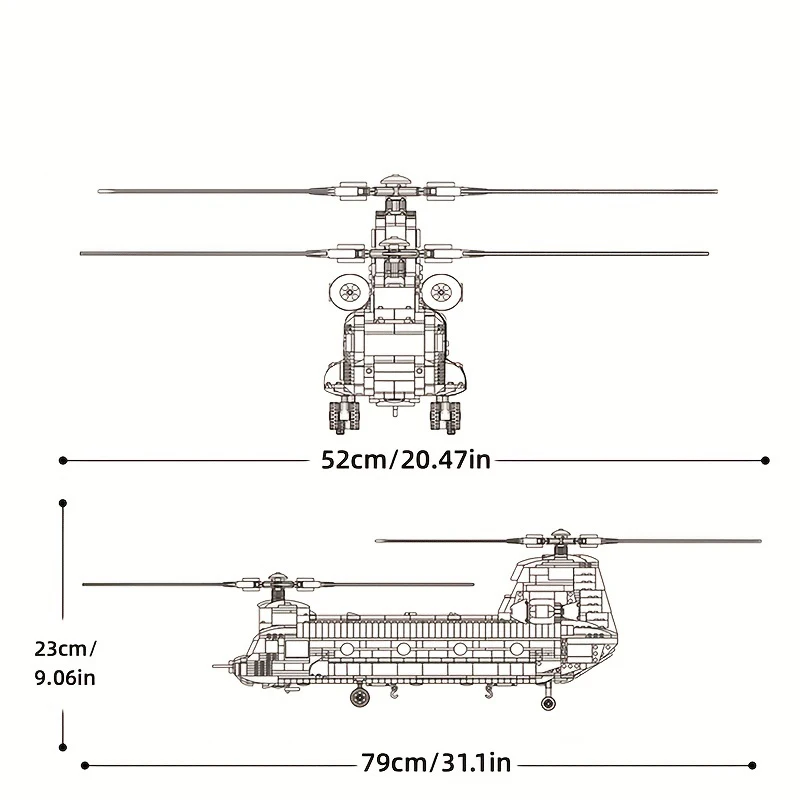 1622PCS CH-47 Chinook Transport Plane Building Blocks Military Armed Helicopter Fighter Model Bricks Kids Toys Christmas Gifts